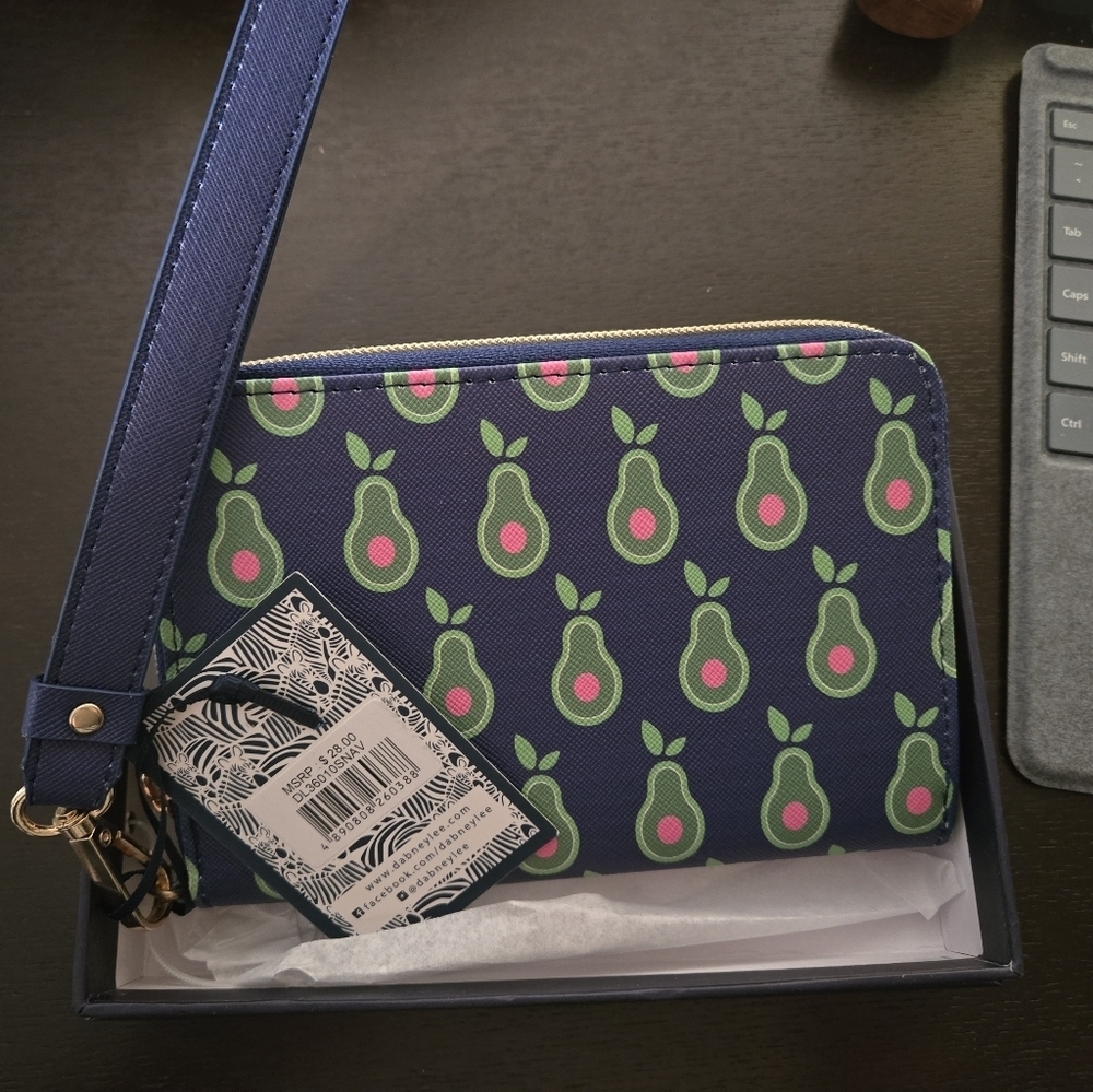 Dabney Lee Avocado Zip Wallet, Navy and Green